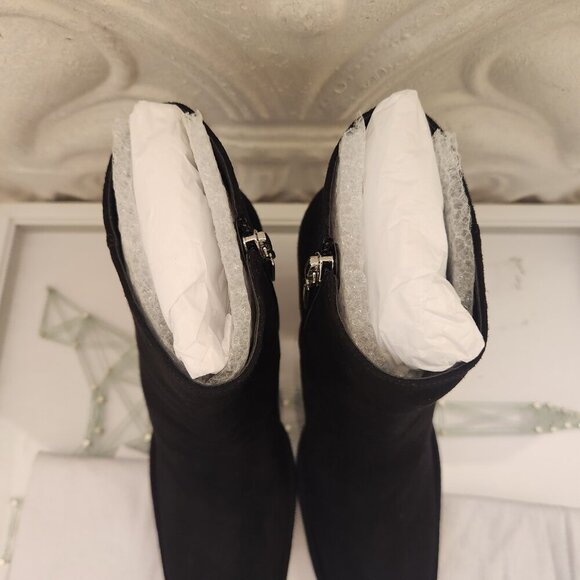 SCHUTZ "Rosalie" Suede Block Heeled Zip Booties. NIB. Size 6.5 - Picture 5 of 11